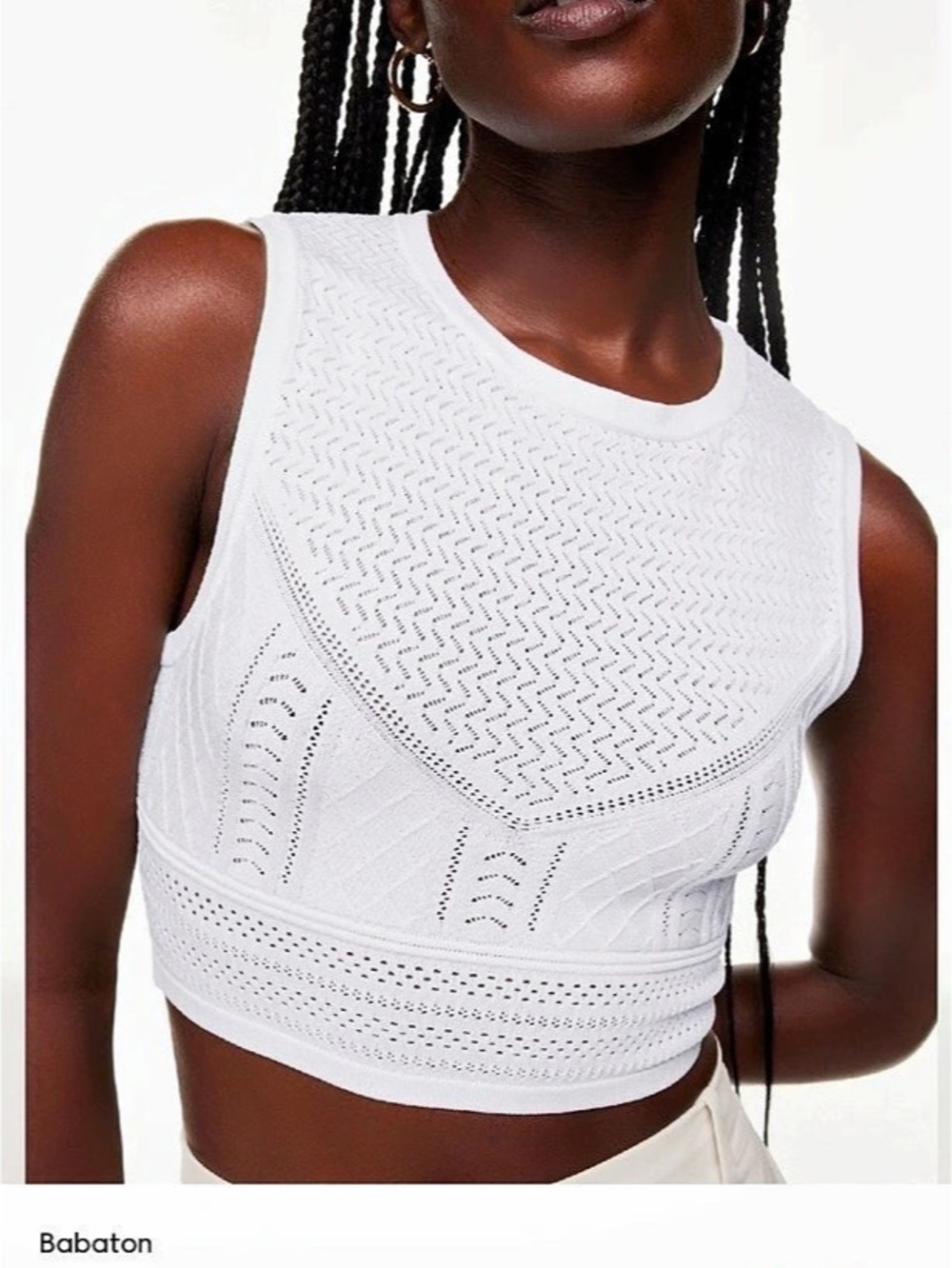 Babaton Pointelle Tank Pointelle Crop Tank in White